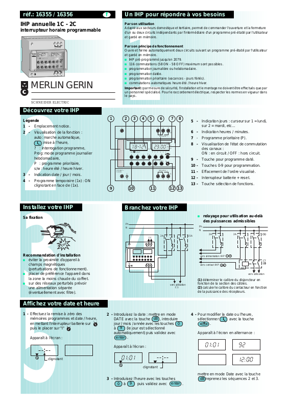 MERLIN GERIN IHP ANNUELLE 1C IHP ANNUELLE 2C User Manual