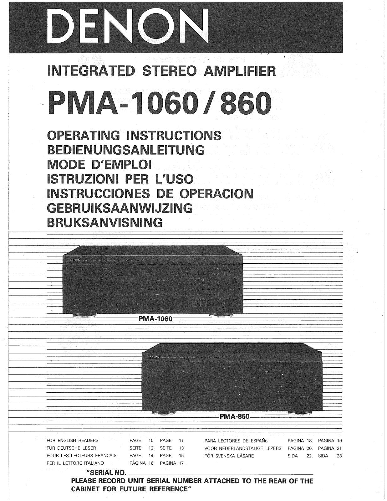 Denon PMA-1060 Operating instructions