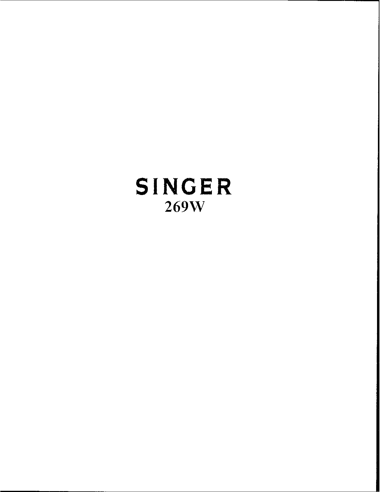 Singer 269W User Manual