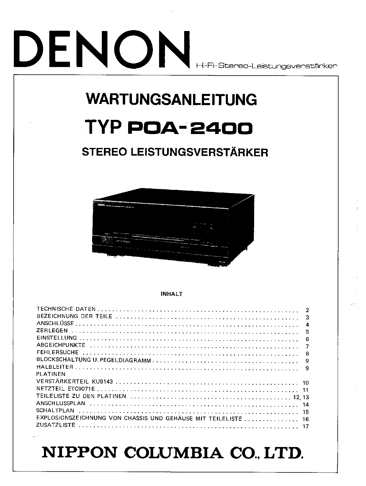 Denon POA-2400 Service Manual