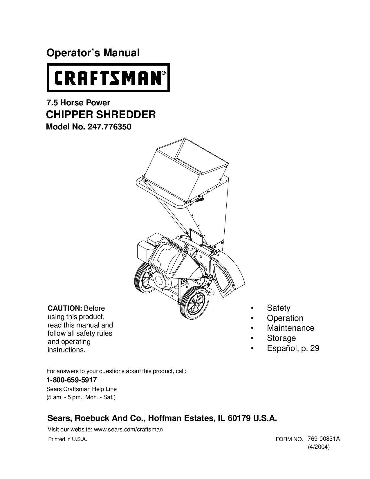 Craftsman 247.776350 User Manual
