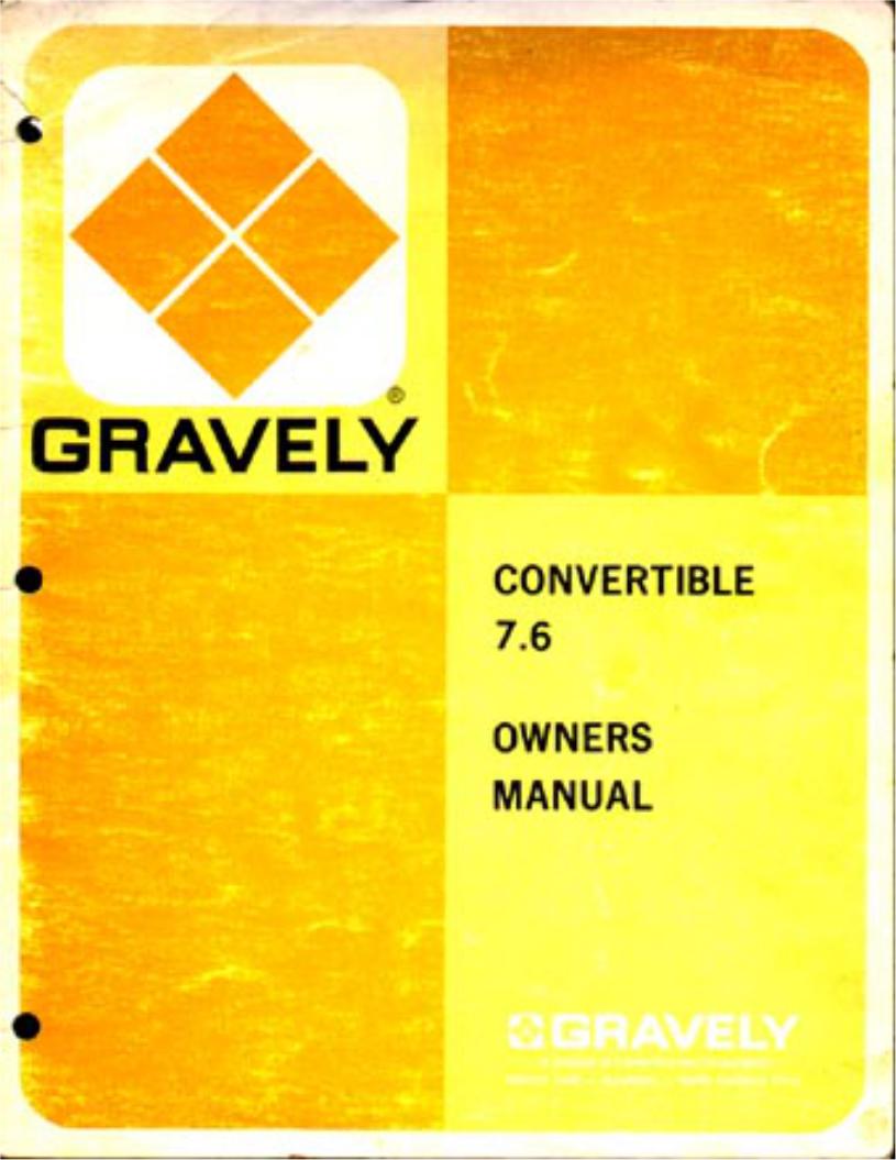 Gravely CONVERTIBLE 7.6 User Manual