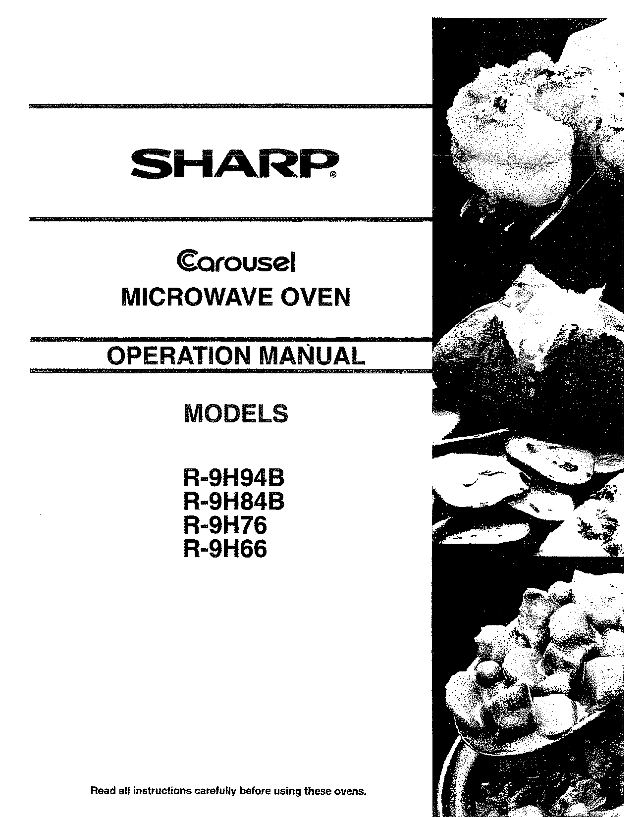 Sharp R-9H76, R9H66, R9H94B User Manual