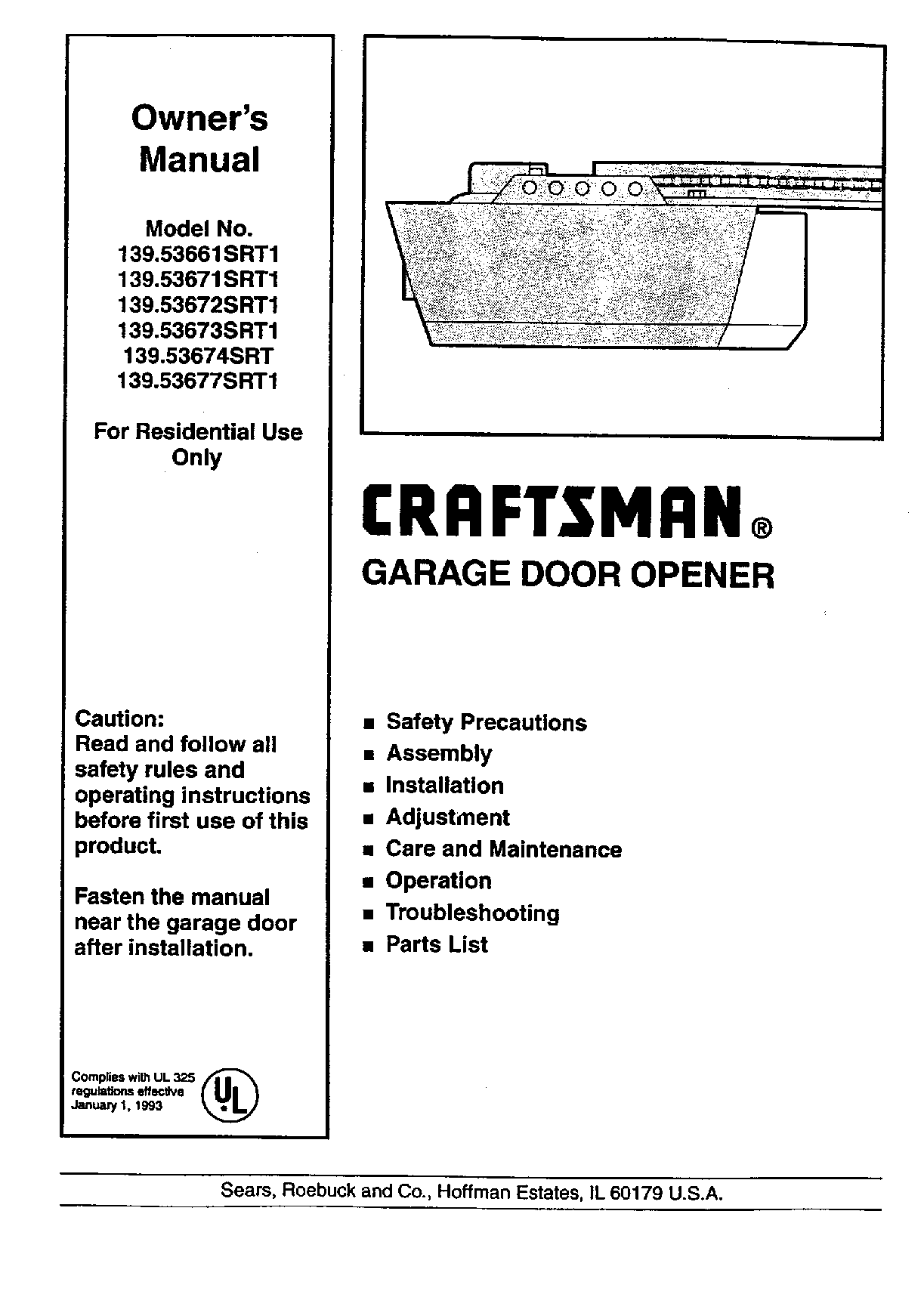Craftsman 139.53661SRT1, 139.53671SRT1, 139.53677SRT1, 139.53673srt1 User Manual