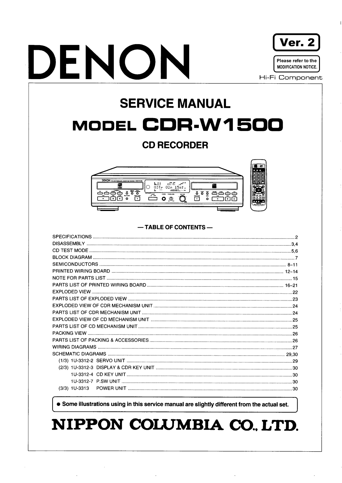 Denon CDR-W1500 Service Manual
