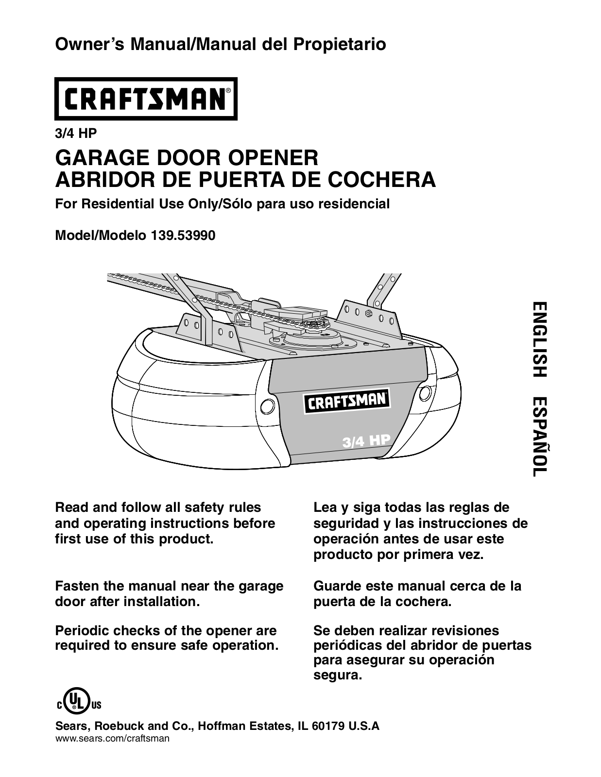 Craftsman 139.5399 User Manual