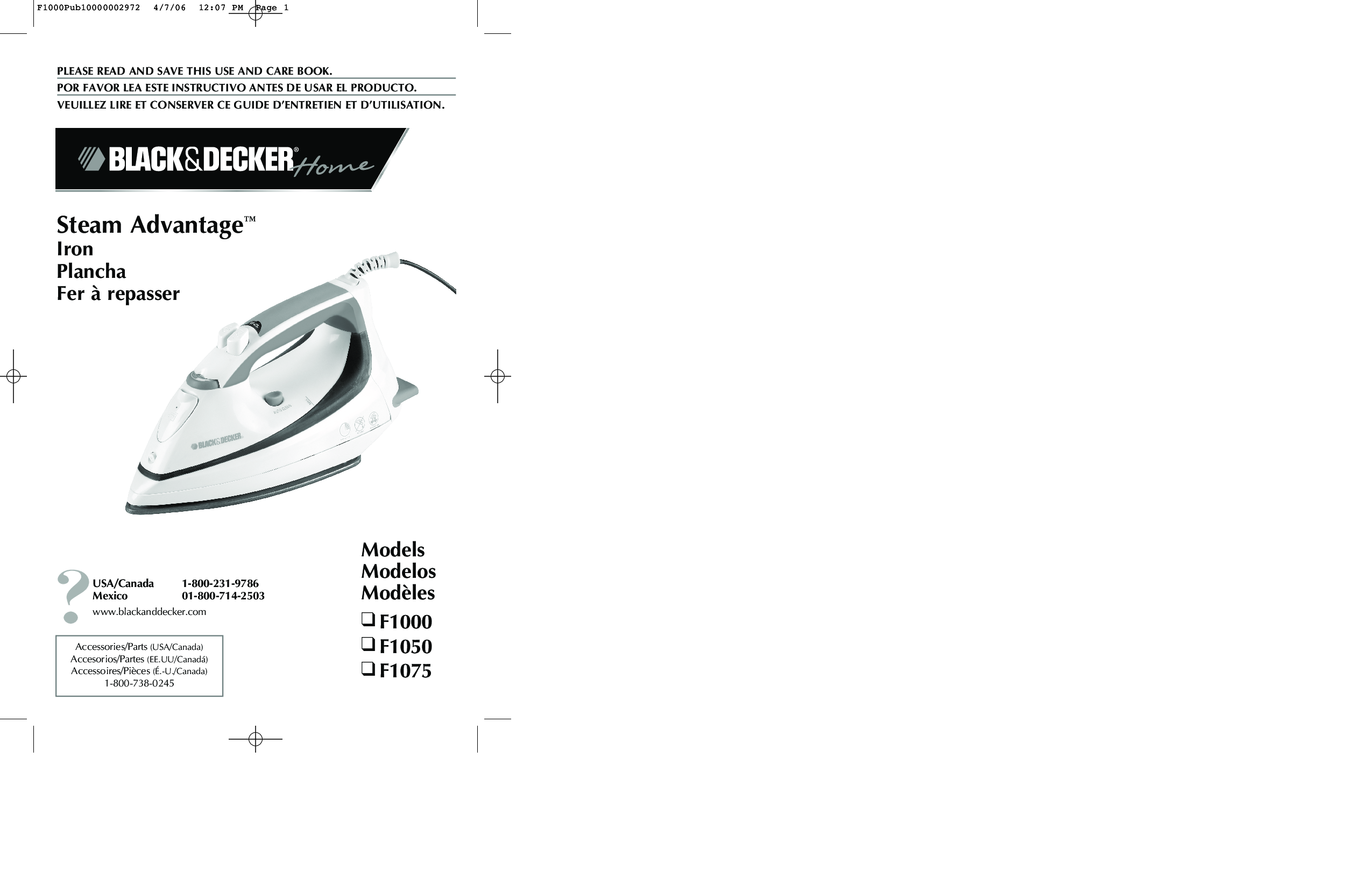Black & Decker F1075, F1000, F1050 User Manual