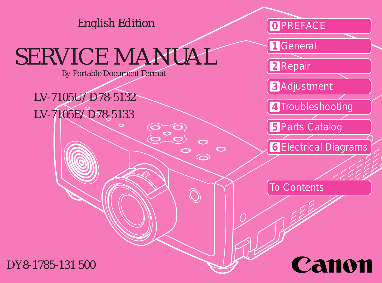 Canon LV-7105E, LV-7105U, D78-5133, D78-5132 User Manual