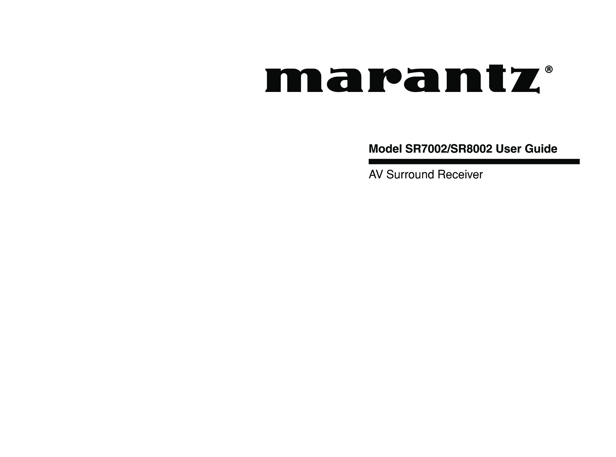 Marantz SR8002, SR7002 User Manual