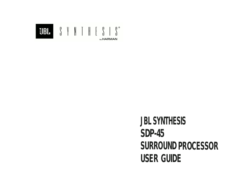 Jbl Synthesis Sdp K User Manual