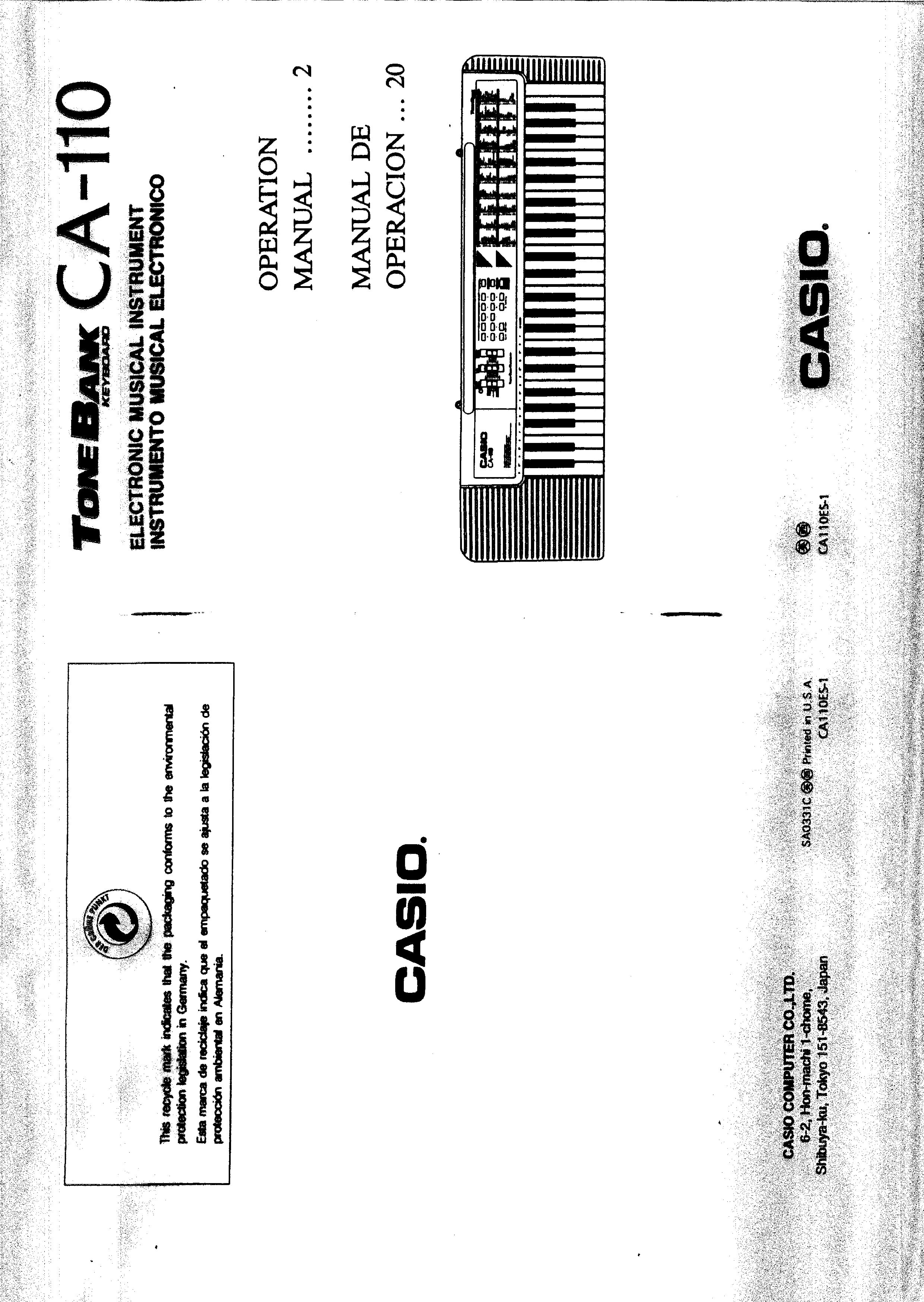 Casio CA-110 User Manual