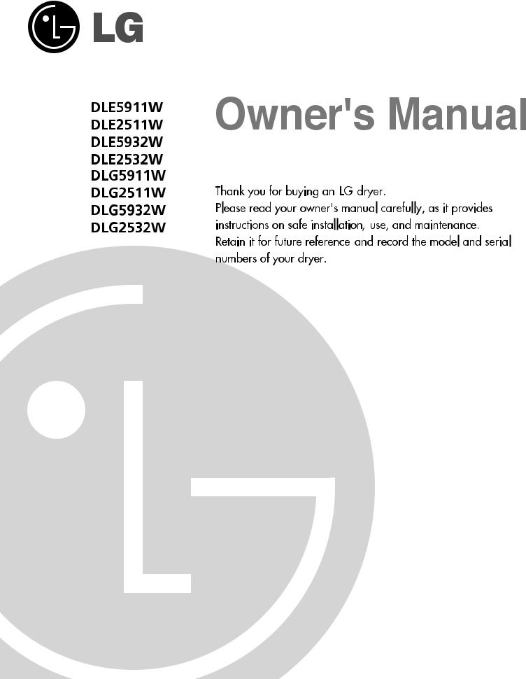 LG DLE2511W, D2532W, D2511W, D5911W, D5932W User Manual