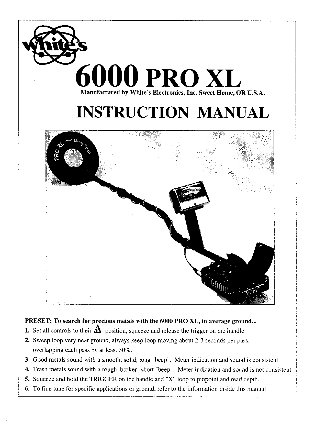Whites Electronics CM 6000 PRO XL, XL PRO User Manual