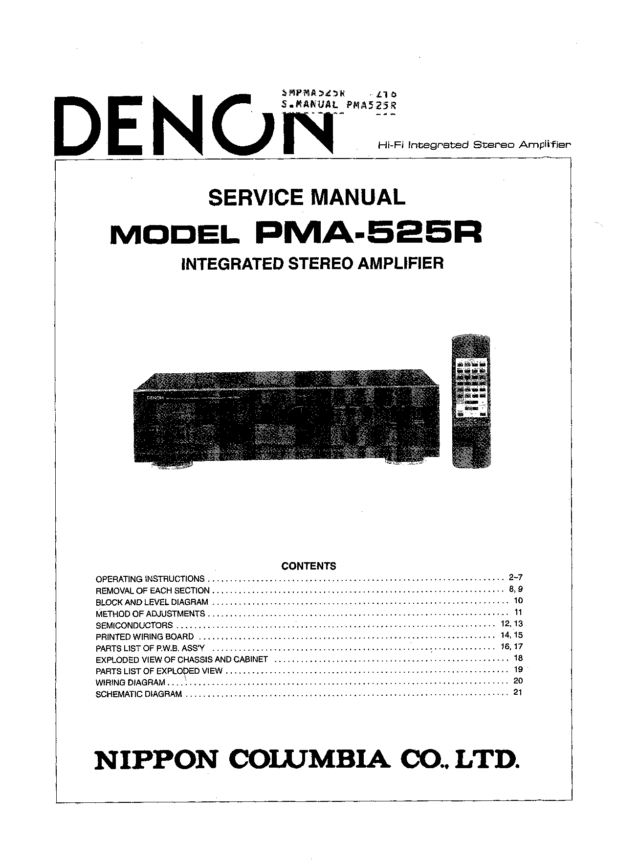 Denon PMA-525R Service Manual