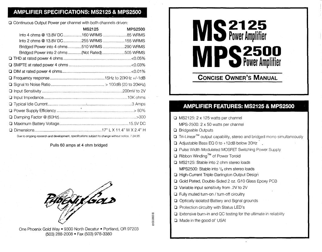 Phoenix Gold MPS-2500, MS-2125 User Manual