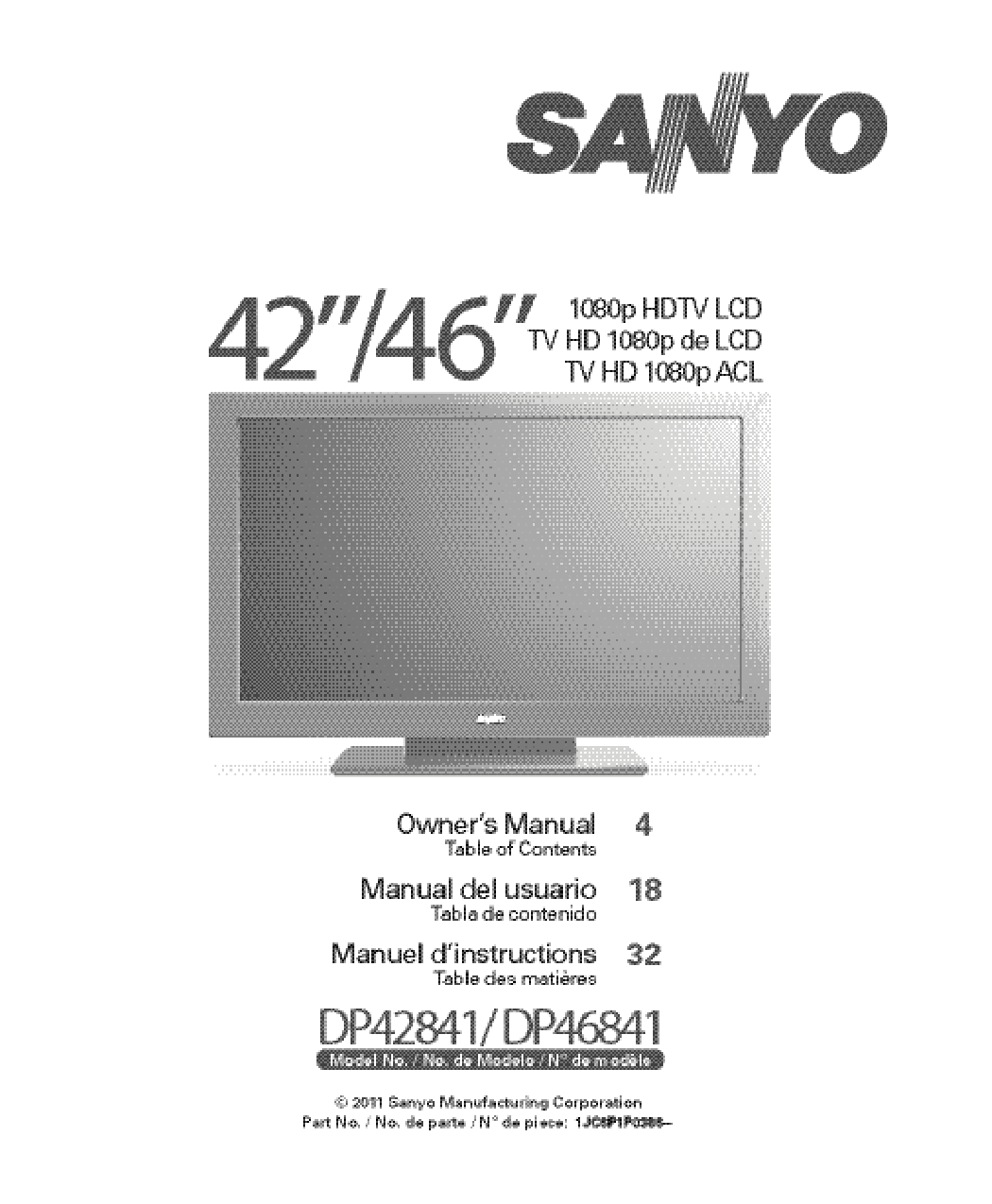 Sanyo DP46841, DP42841 User Manual