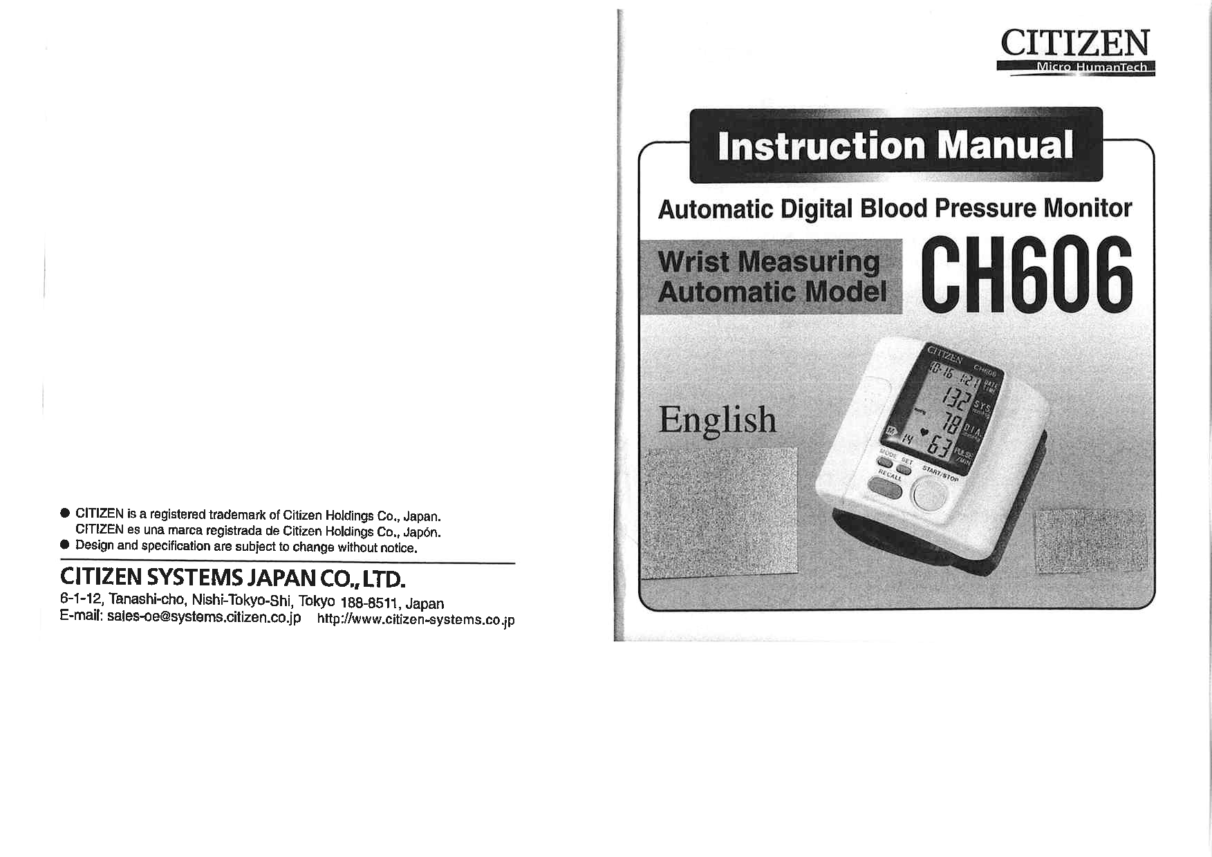 Citizen CH606 User Manual