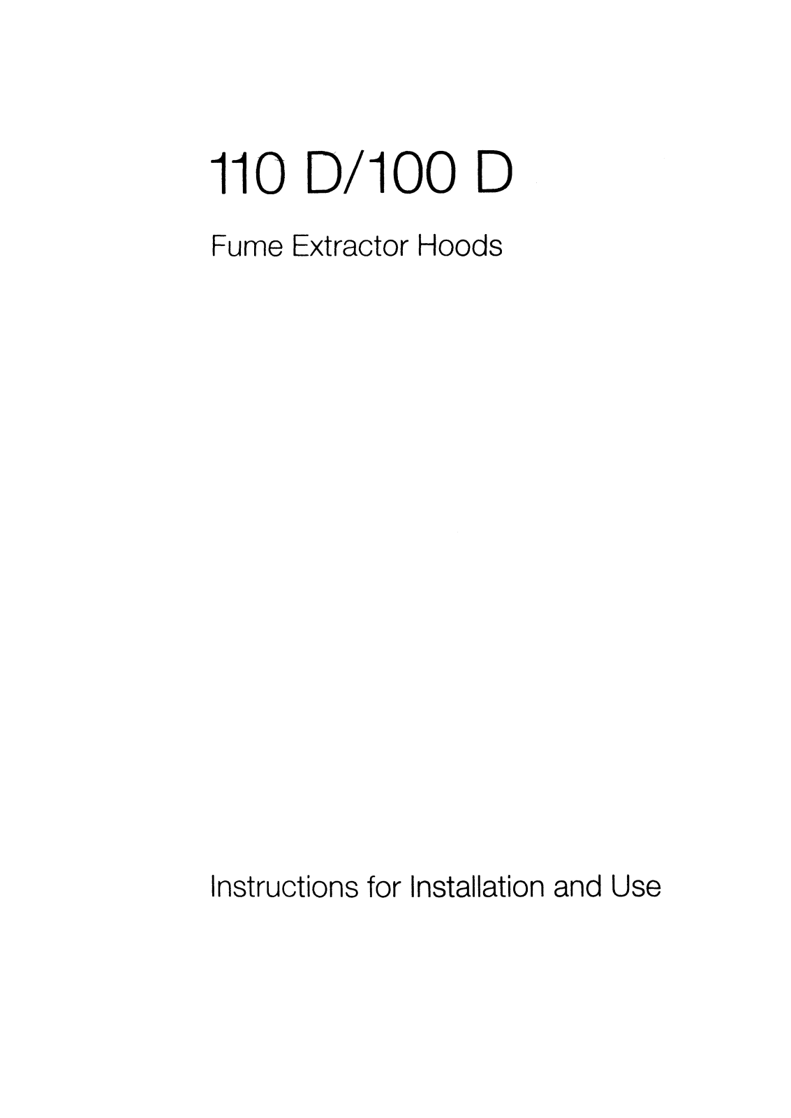 AEG-Electrolux 110DW, 110DD, 110D User Manual