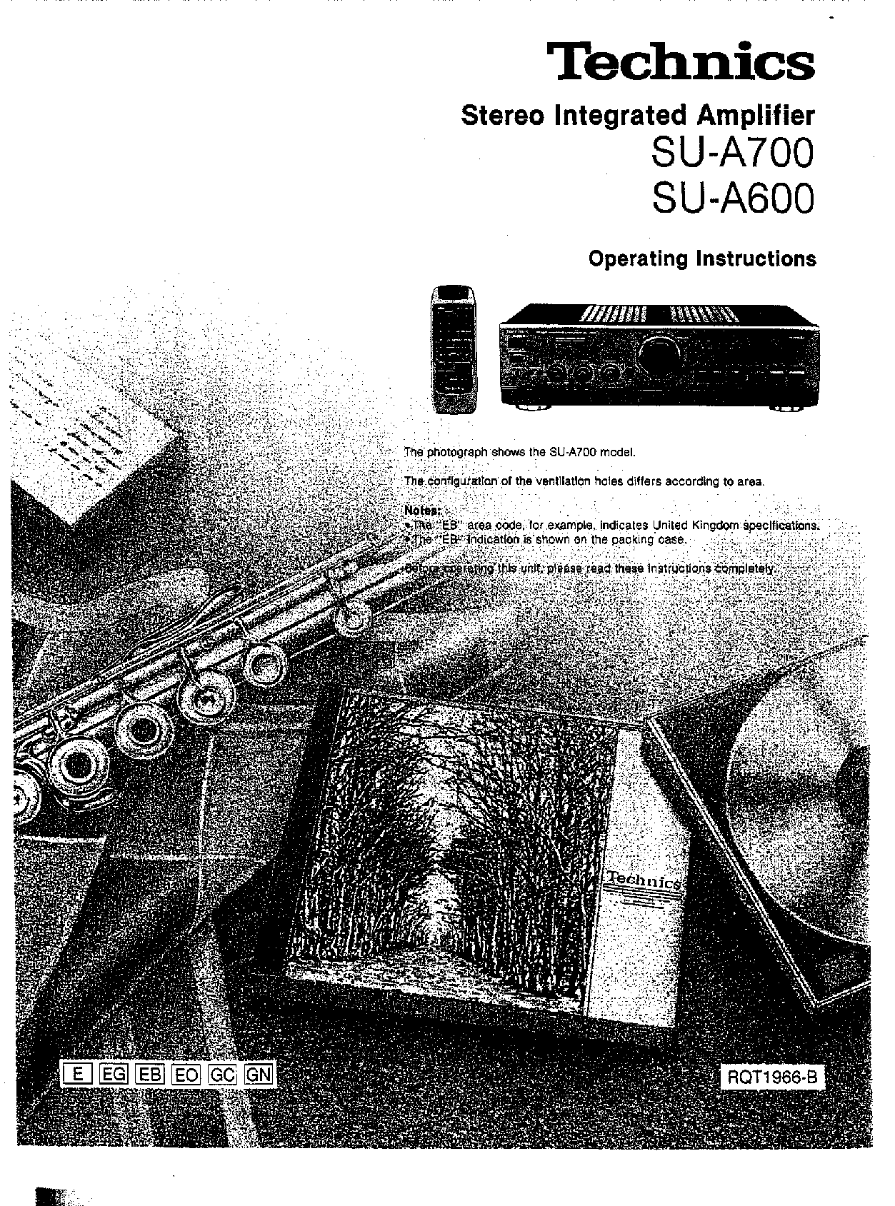 Technics SU-A700, SU-A600 User Manual