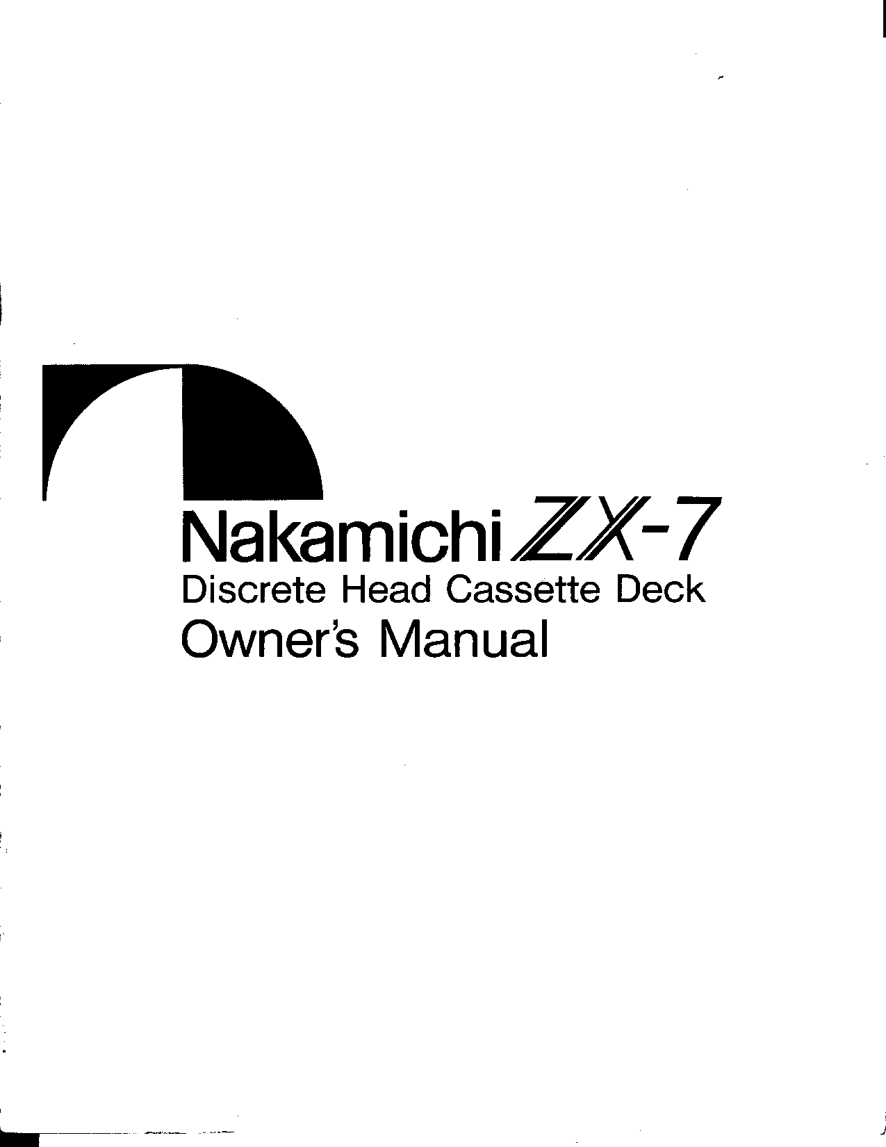 Nakamichi ZX9 User Manual