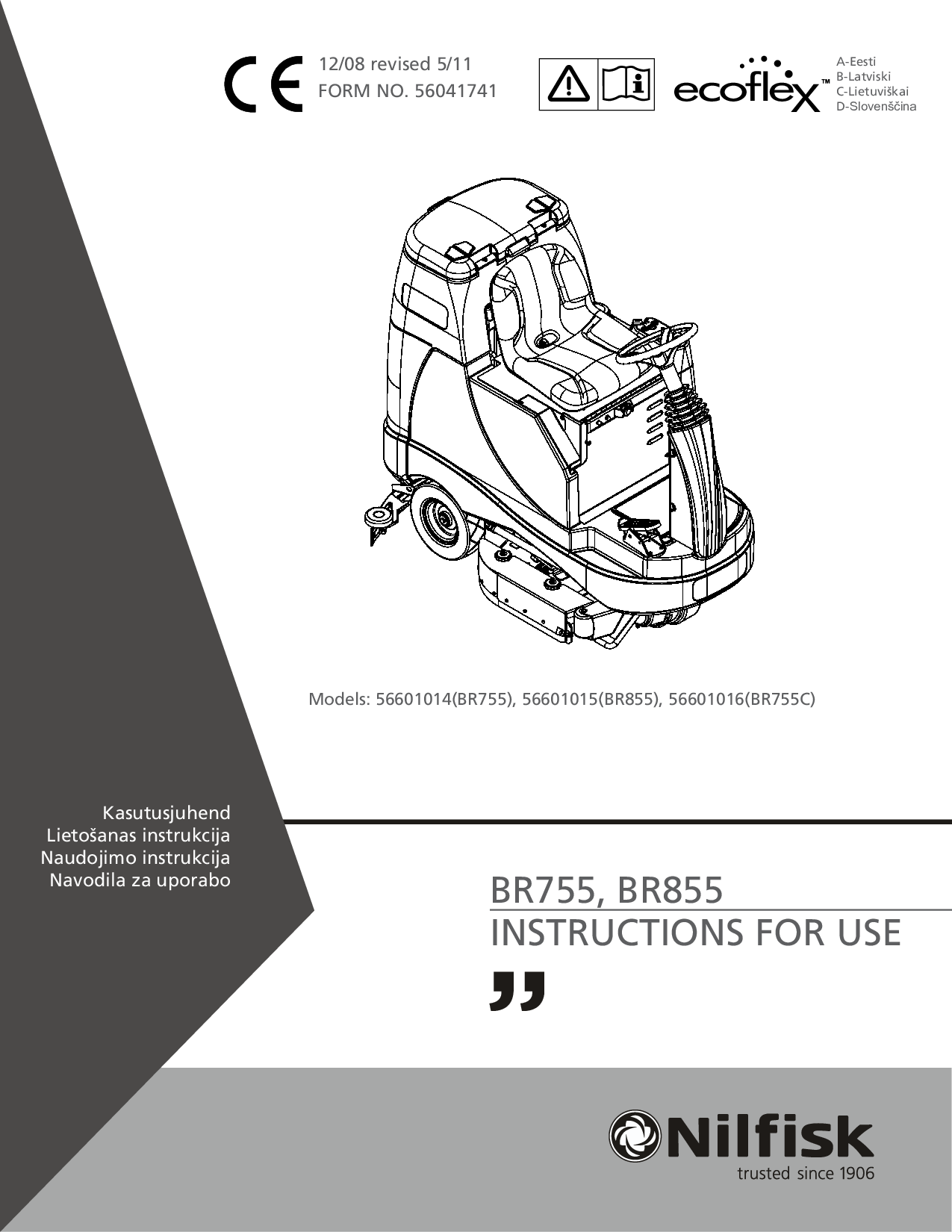 Nilfisk BR855, BR755, BR755C User Manual