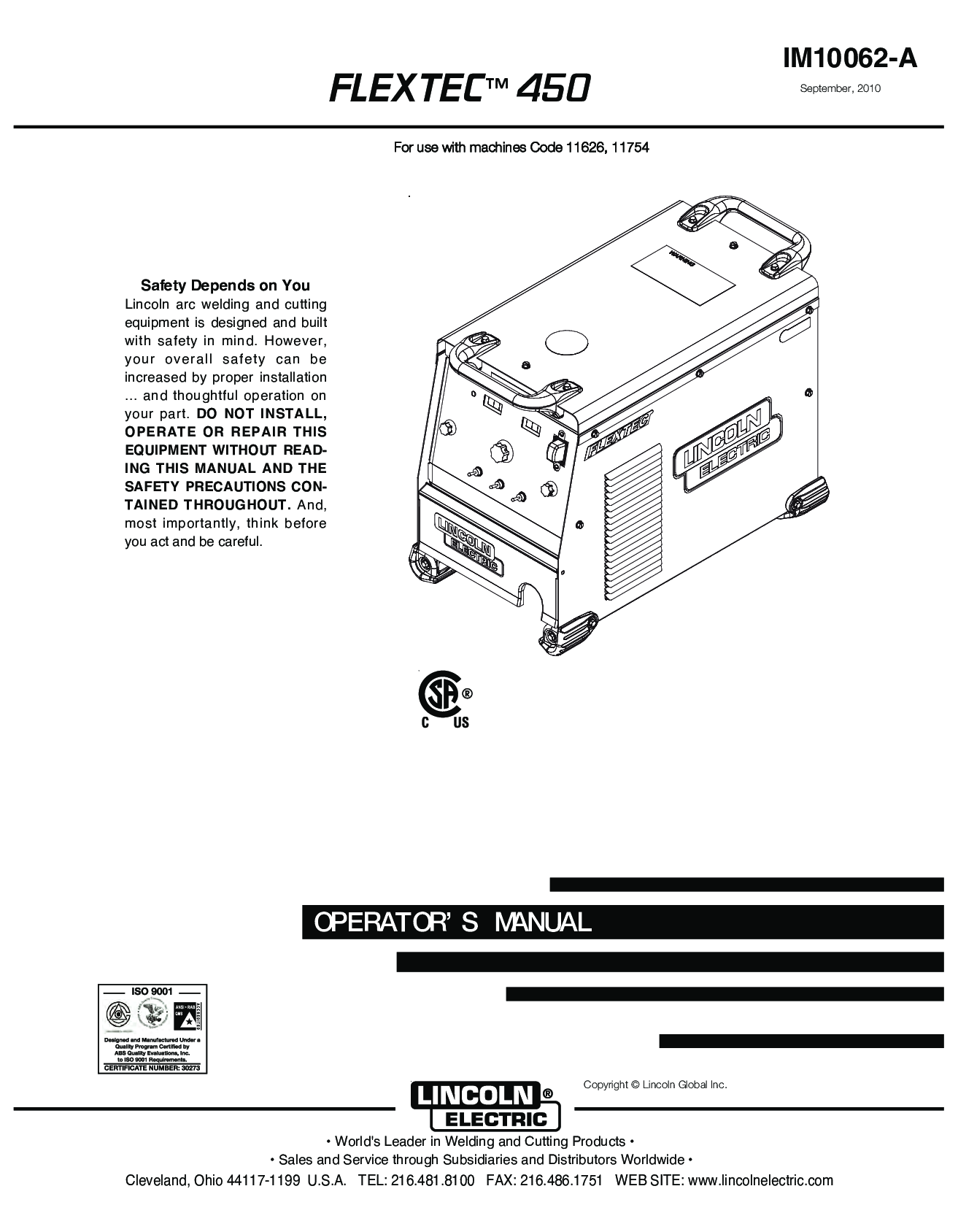 Lincoln Electric FLEXTEC 450 User Manual