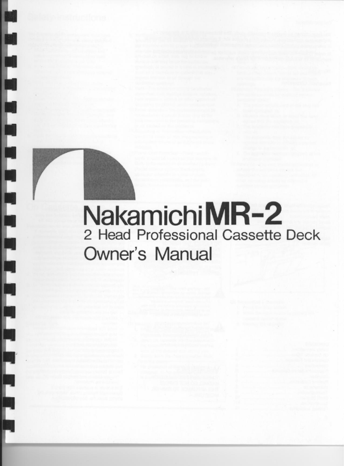 Nakamichi MR2 User Manual