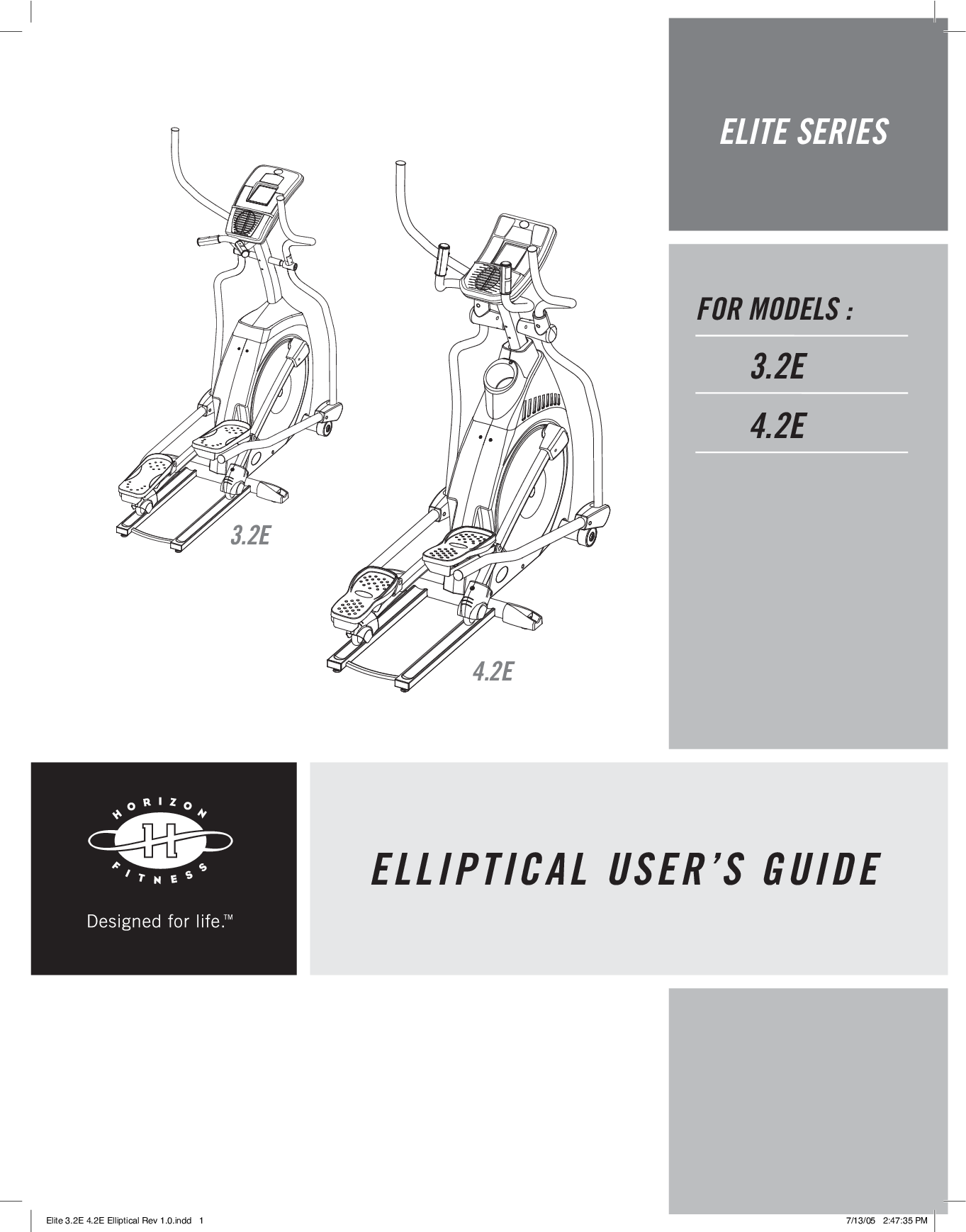 Horizon Fitness ELITE 4.2E, ELITE 3.2E User Manual