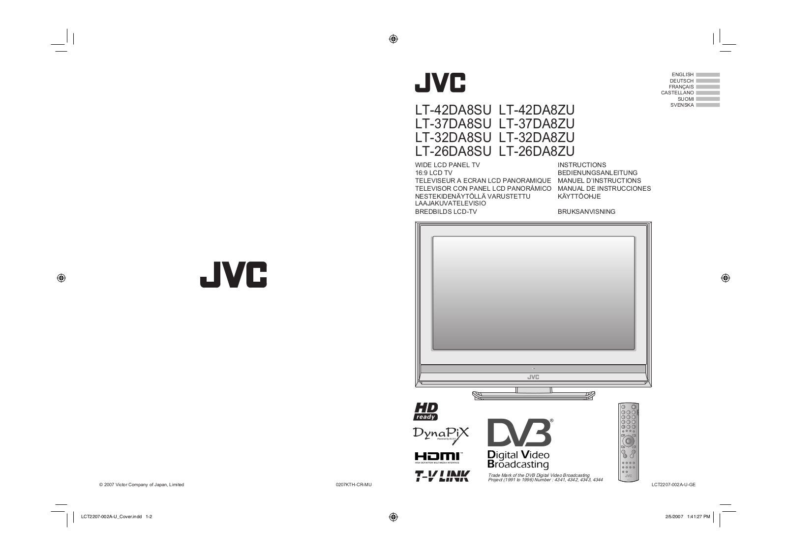 JVC LT-26DA8SU, LT-32DA8SU, LT-37DA8SU, LT-42DA8SU User Manual