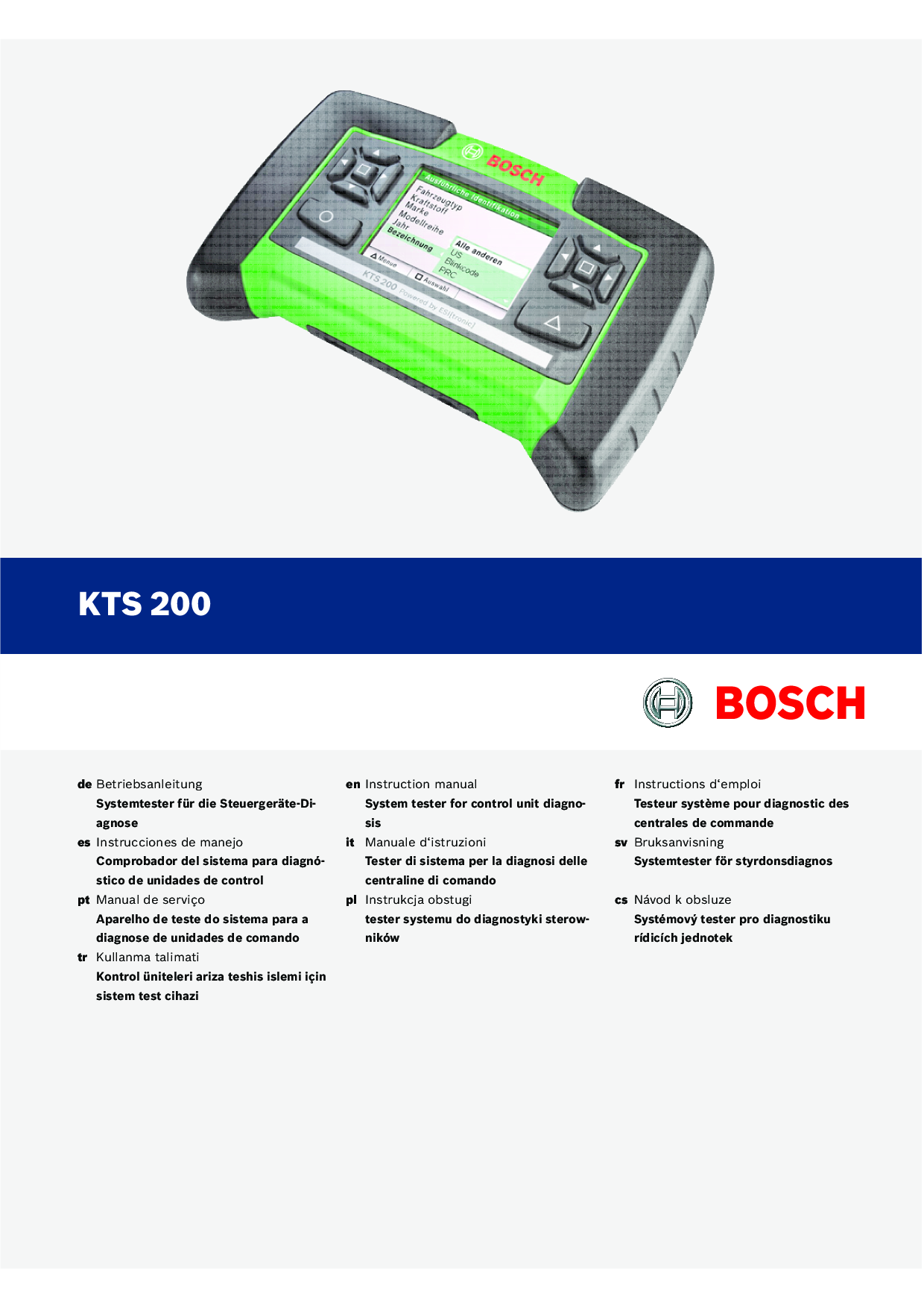 Bosch KTS 200 User Manual