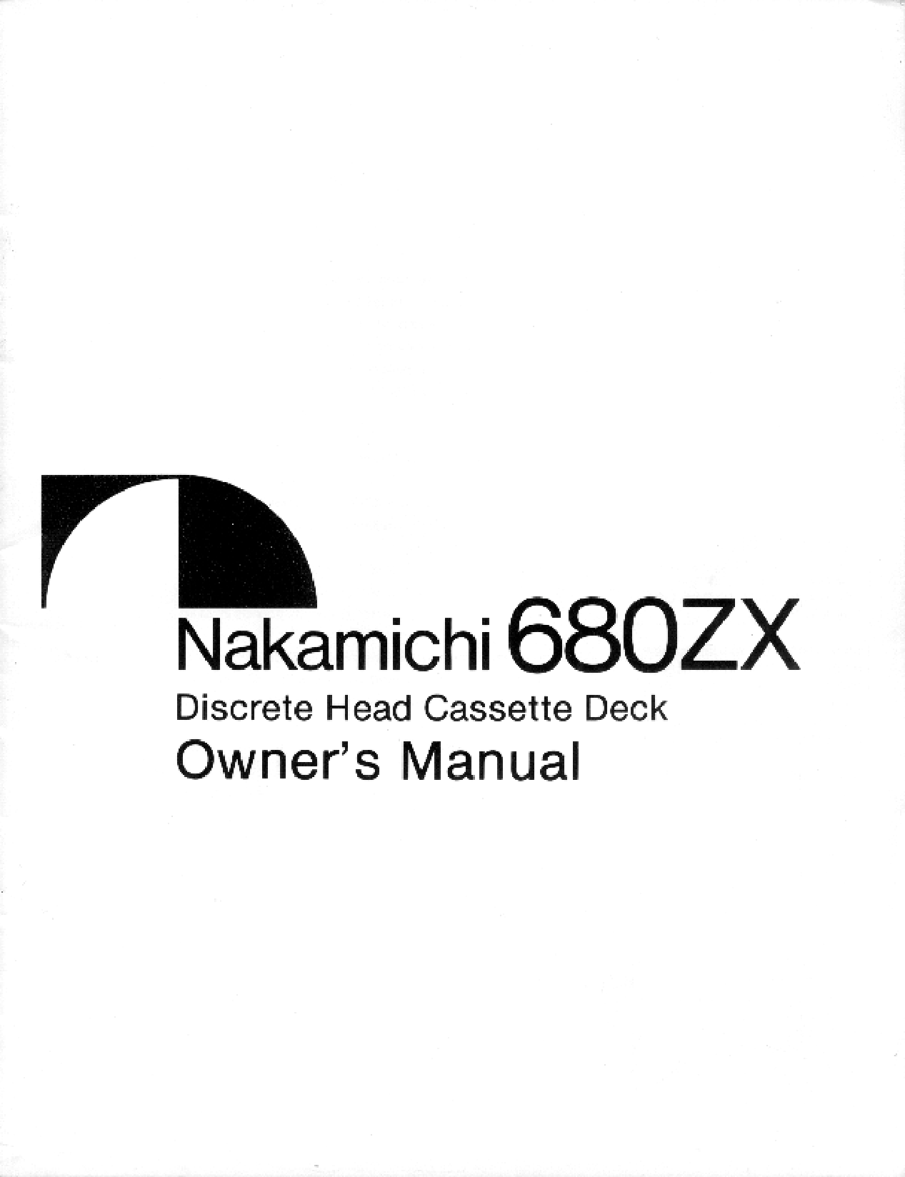 Nakamichi 680ZX User Manual