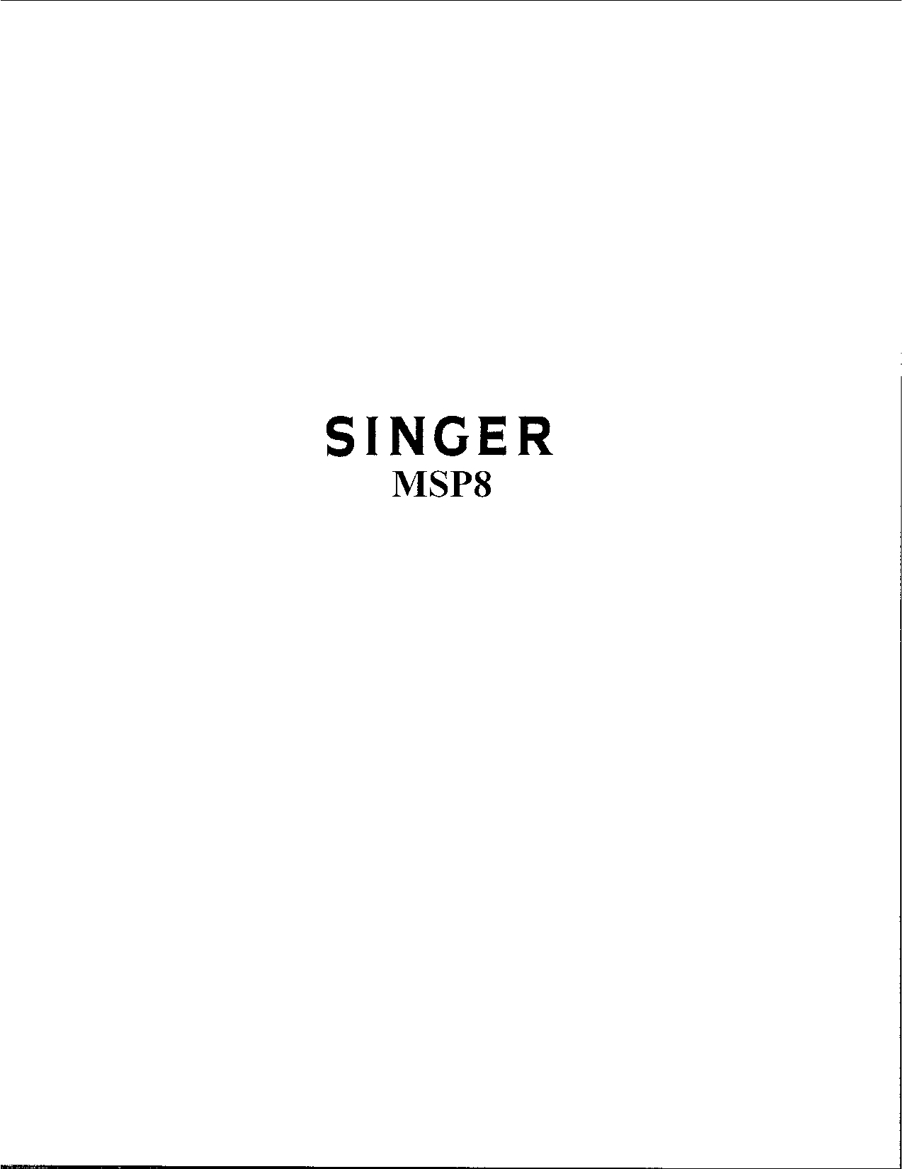 Singer MSP8 User Manual