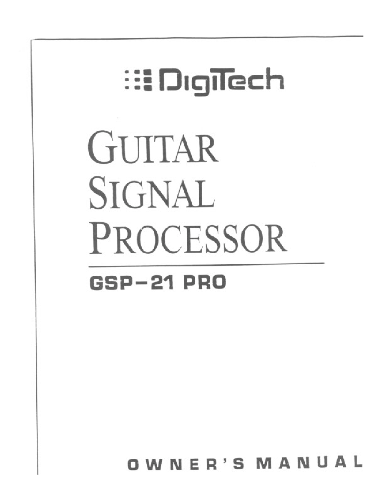 DigiTech GSP21PRO User Manual
