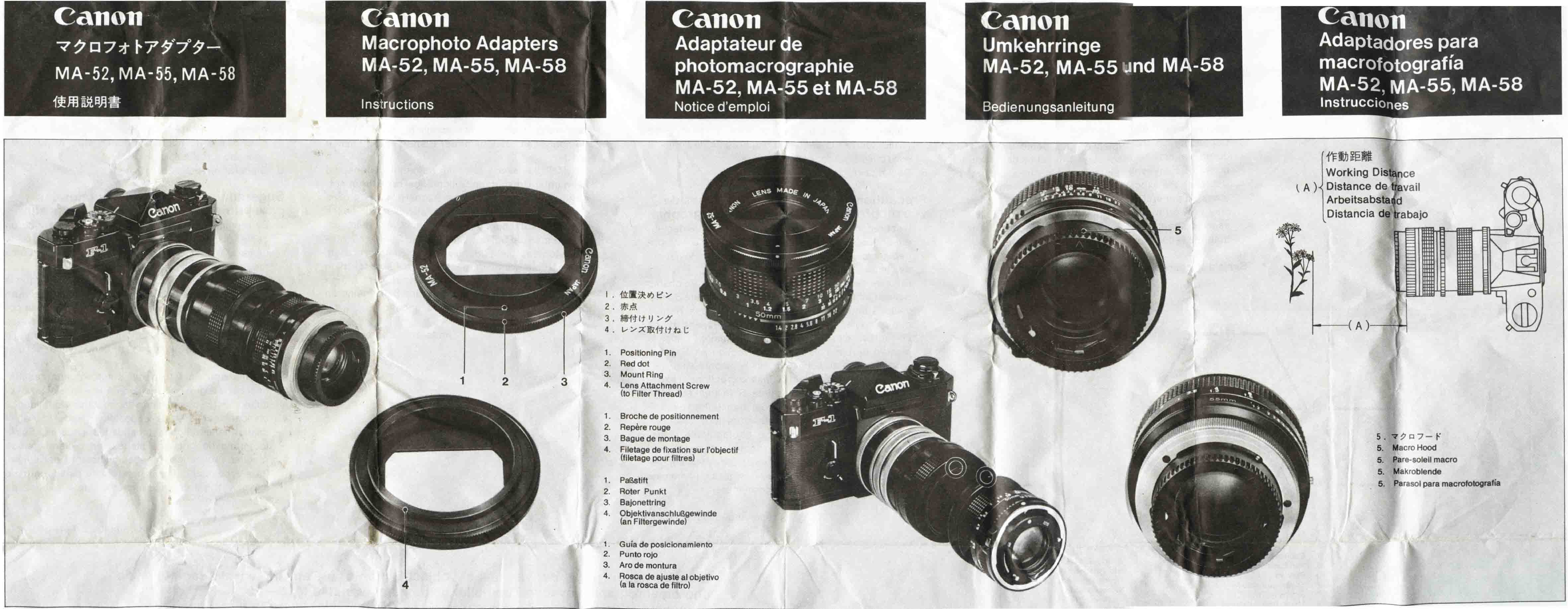 Canon MA-58, MA-55, MA-52 User Manual