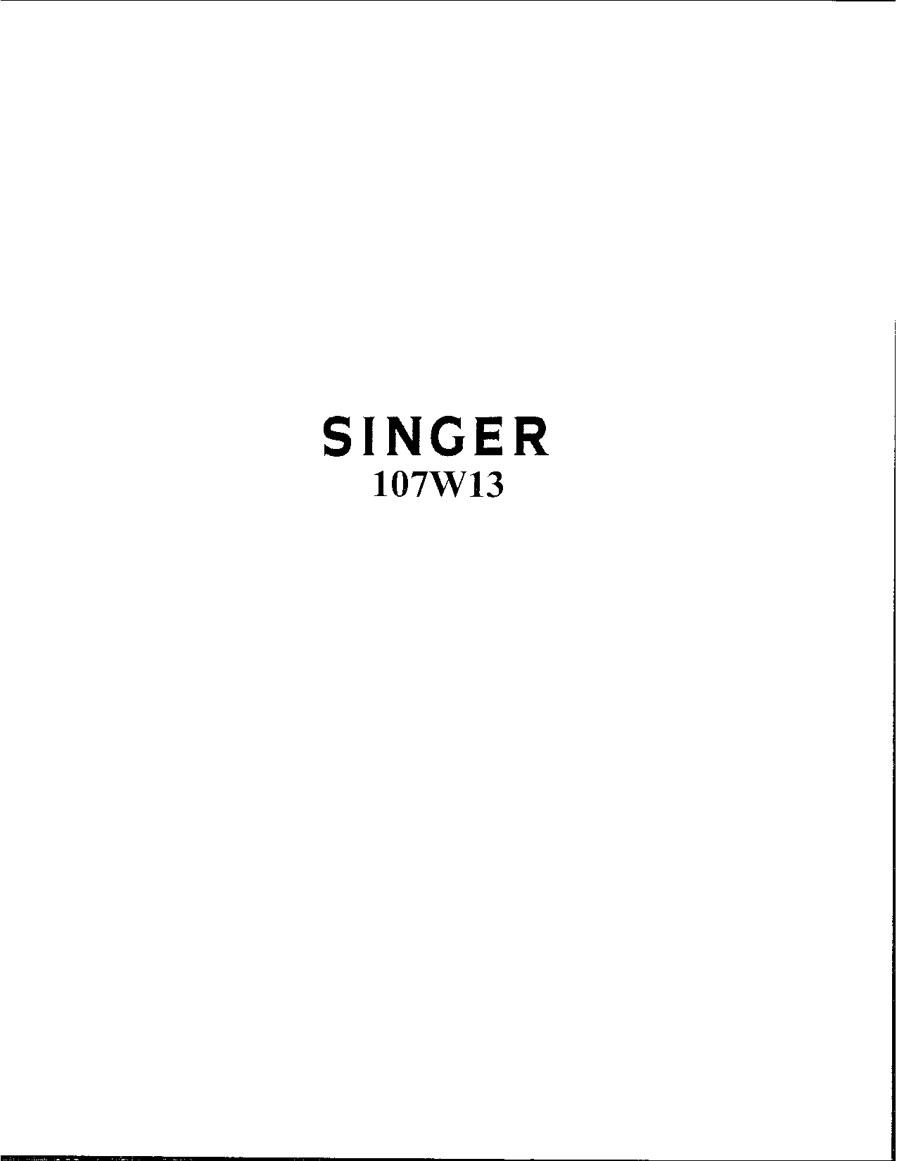 Singer 107W13 User Manual
