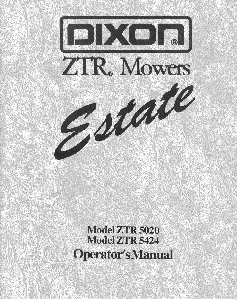 Dixon ZTR 5424, ZTR 5020 User Manual