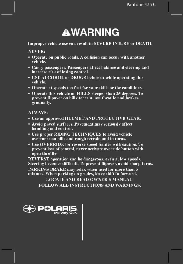 Polaris Sportsman 800 Big Boss, Sportsman 800 6X6 User Manual