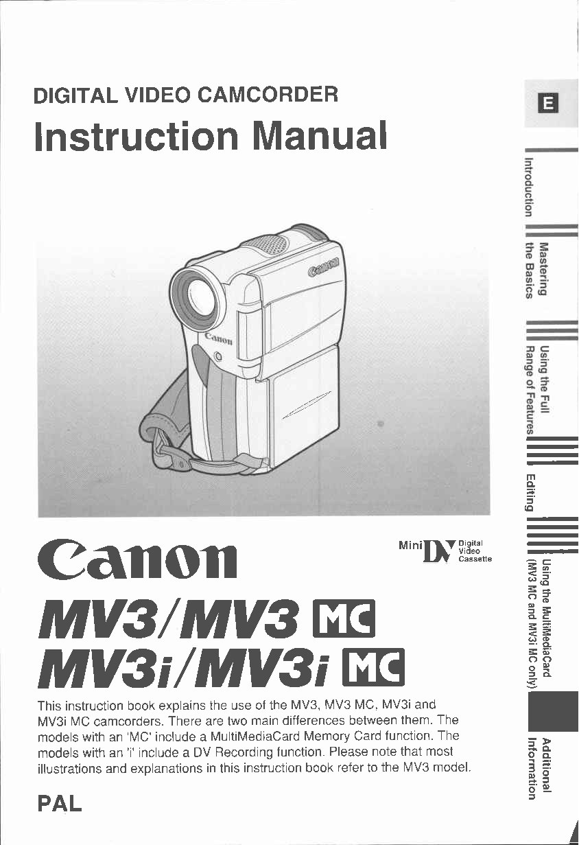 Canon MV 3 MC, MV 3 i, MV3 User Manual