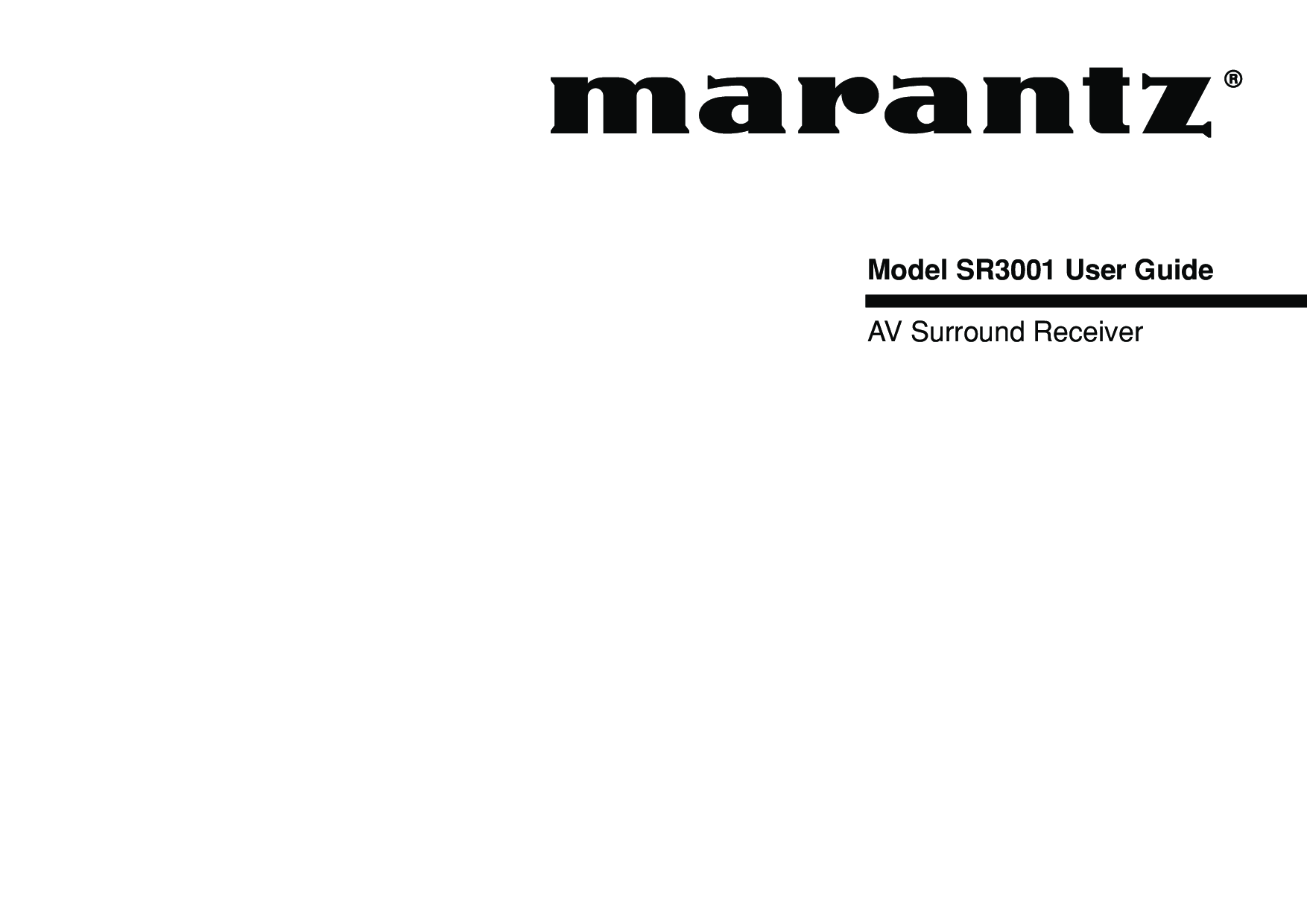 Marantz SR3001 User Manual