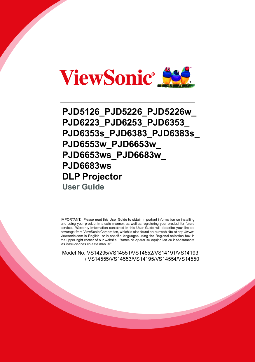 ViewSonic PJD5226W, PJD5226, PJD6353, PJD6653W, PJD6653WS User Manual