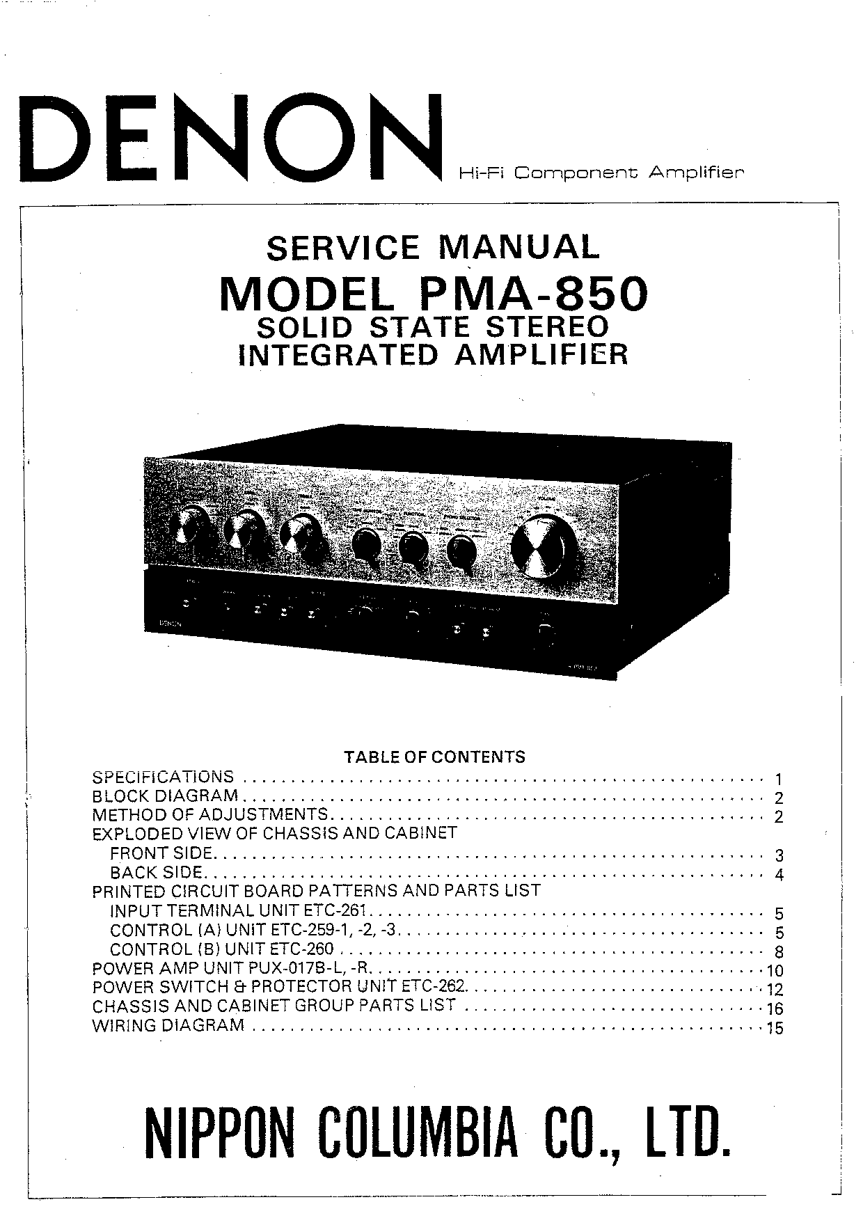 Denon PMA-850 Service Manual