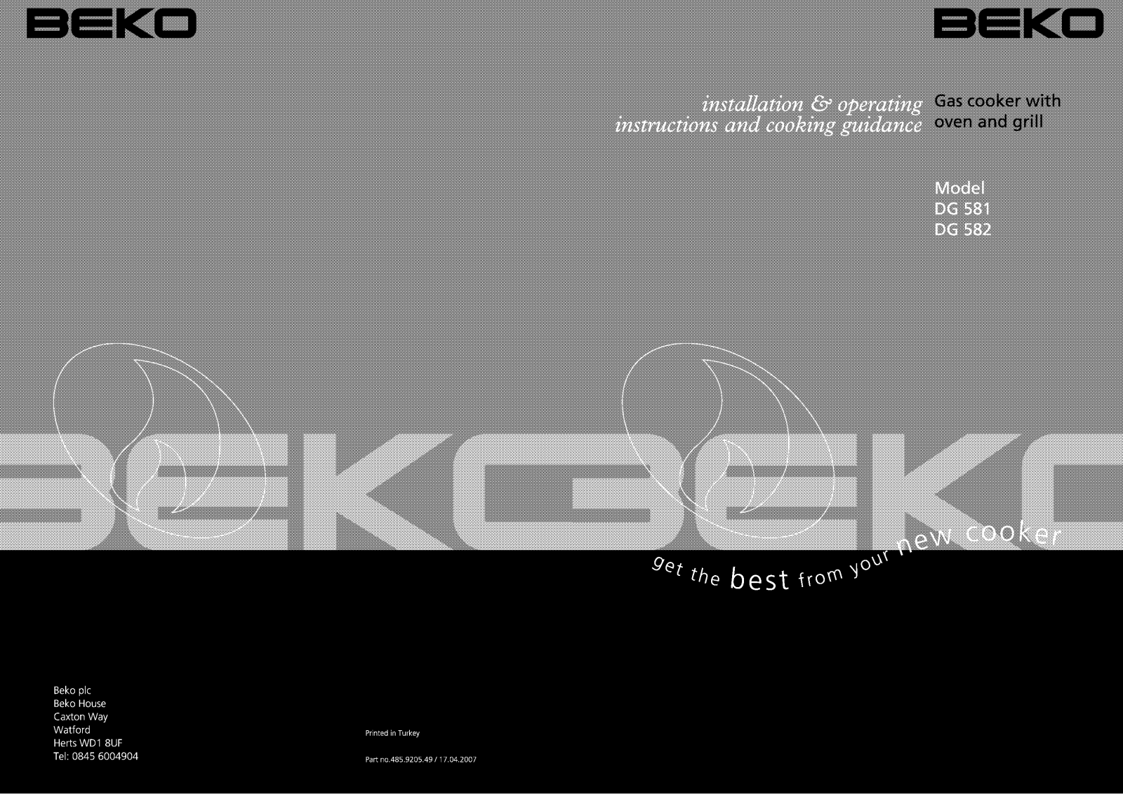 Beko DG581, DG582 User Manual