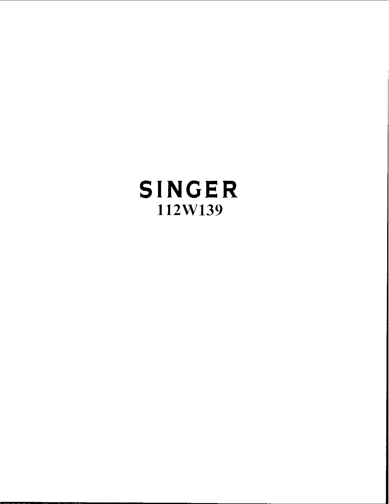 Singer 112W139 User Manual