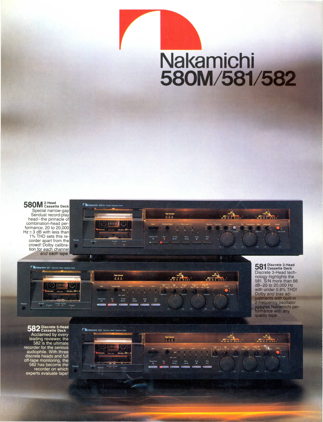 Nakamichi 580-M, 581, 582 Brochure