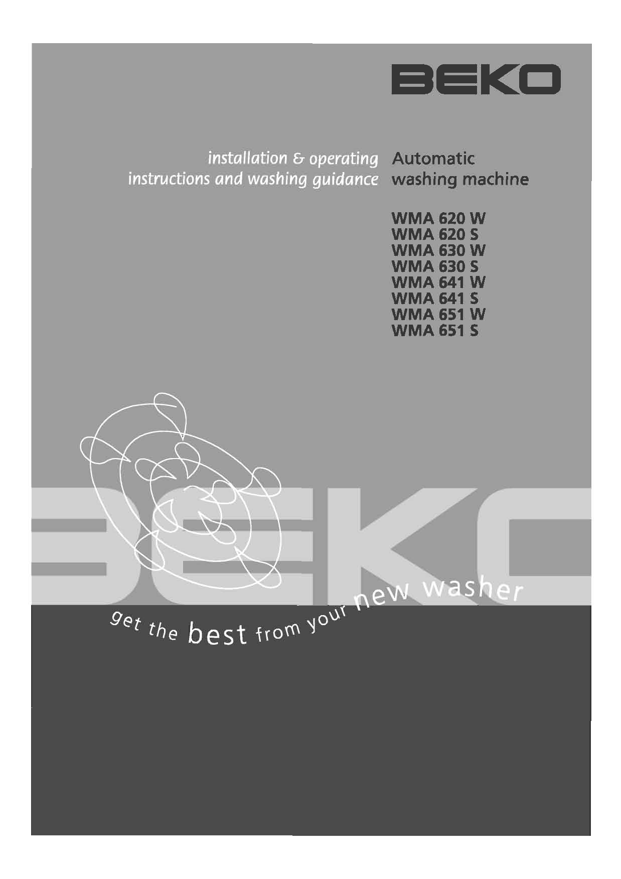 Beko WMA 651 S, WMA 620 W, WMA 641 S, WMA 630 W, WMA 641 W User Manual