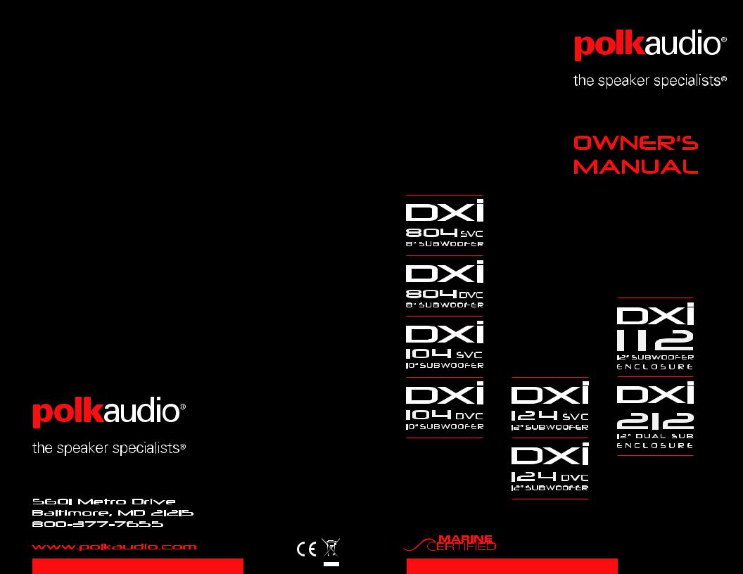 Polk Audio DXI124 SVC, DXI104 SVC, DXI124 DVC, DXI112 DVC, DXI104 DVC User Manual