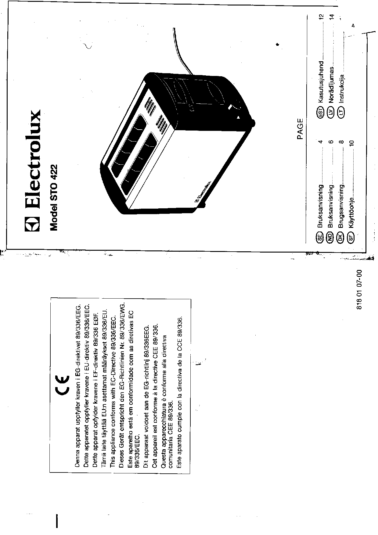 AEG-Electrolux STO466, STO422, STO462, STO464 User Manual