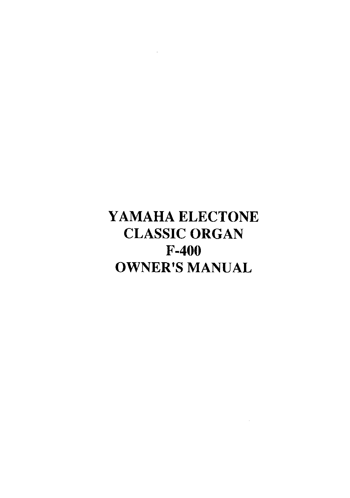 Yamaha F400E, F400 User Manual