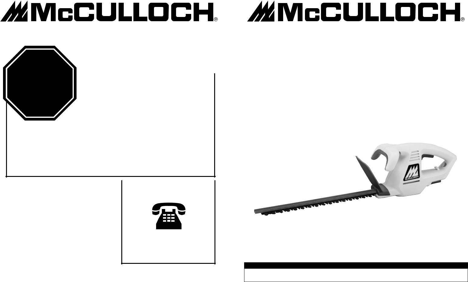 McCulloch MCT203A18, MCT203A20, MCT203A16, MCT203A22 User Manual