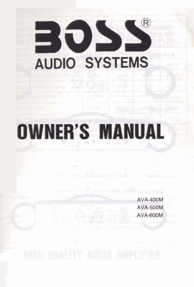 BOSS AVA 400M User Manual